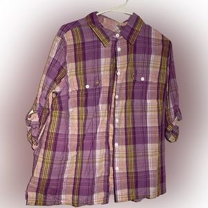 Purple Plaid Buttoned Up Shirt
